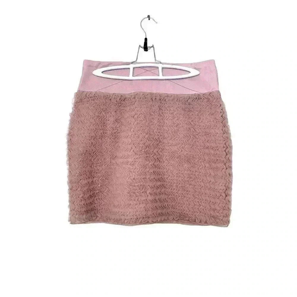 Vila Odine skirt in dusty rose, with ruffles and satin waistband